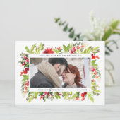 botanisches Foto mit rotem Blattwerk Save The Date (Stehend Vorderseite)