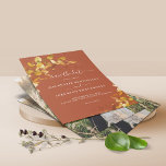 Botanisches Foto Orange Burnt Orange Save the Date<br><div class="desc">BUDGET FLYER Modern Burnt Orange Eukalyptus Greenery Wedding Foto Save the Date mit Ihrem Verlobung Foto und unserem schönen Kalifornien (Western) eukalyptus grün, moderne botanische Efeu Grüne und moderne Typografie. Elegant modern, zeitlos und klassisch. Ideal für Herbst- oder Herbstankündigungen der Verlobung. Dieses Design verbindet die natürlichen Elemente Eukalyptus und Efeu...</div>