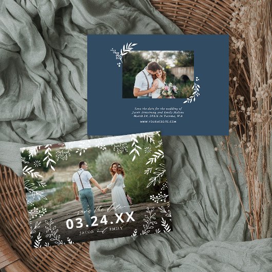 Botanisches Foto-Overlay Save the Date