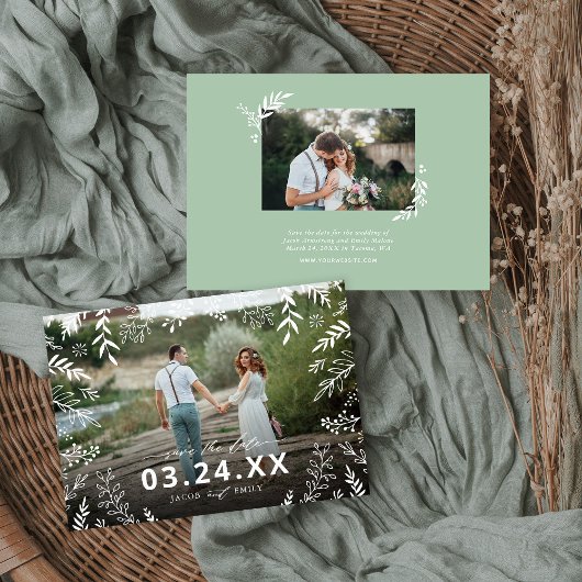Botanisches Foto-Overlay Save the Date