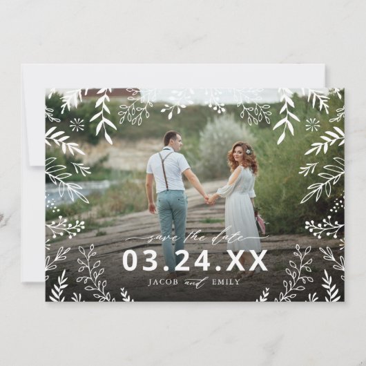 Botanisches Foto-Overlay Save the Date (Vorderseite)