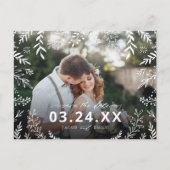 Botanisches Foto-Overlay Save the Date Ankündigungspostkarte (Vorderseite)