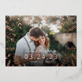 Botanisches Foto-Overlay Save the Date Folieneinladung (Vorderseite)