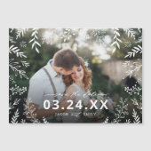 Botanisches Foto-Overlay Save the Date Magnetkarte (Vorderseite)