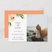 Botanisches Foto Peach Save the Date Ankündigung (Vorne/Hinten)