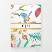 Botanisches Foto Peacock Indie Garden Wedding Dreifach Gefaltete Karte (Cover)