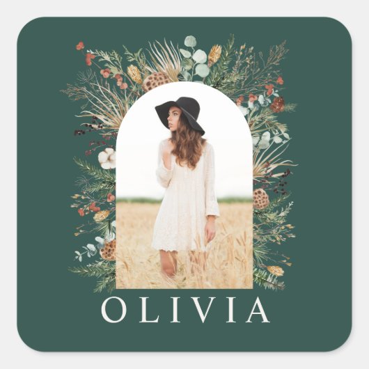 botanisches Foto Quadratischer Aufkleber (Vorderseite)
