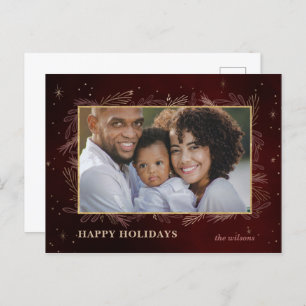 Botanisches Foto Rotes Gold PostCard Feiertagspostkarte