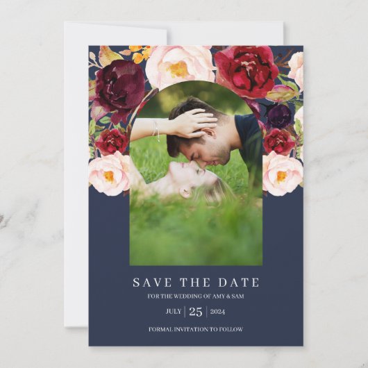 Botanisches Foto, wasserfarben, mit einem Rahmen Save The Date (Vorderseite)