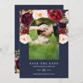 Botanisches Foto, wasserfarben, mit einem Rahmen Save The Date (Vorne/Hinten)