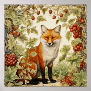 Botanisches Fox Woodland Art Poster