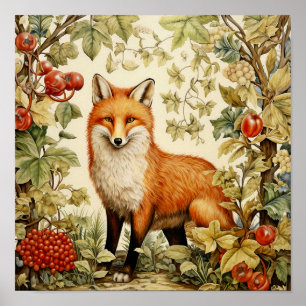 Botanisches Fox Woodland Art Poster