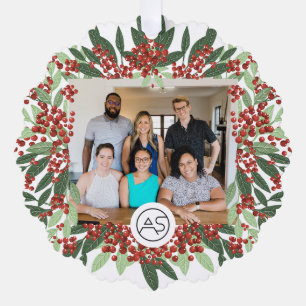 Botanisches Frohe Weihnachten Foto Logo Geschäft Ornament Karte