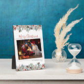 Botanisches frohe Weihnachtsfest Foto Rustikal Fotoplatte (Seite)