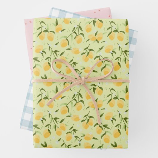 Botanisches Frucht-Zitronenfrucht- und Picknickest Geschenkpapier Set (Beispiel)