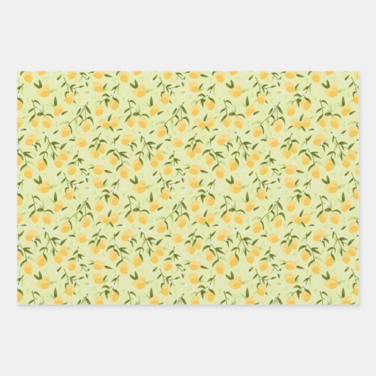 Botanisches Frucht-Zitronenfrucht- und Picknickest Geschenkpapier Set (Vorderseite)