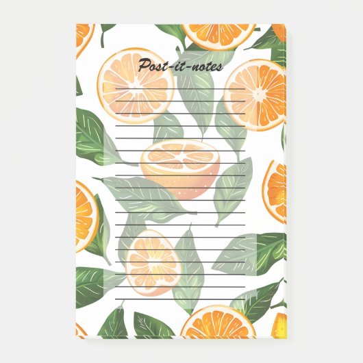 Botanisches Fruchtorange Citrus Nahtlos Post-it Klebezettel (Vorderseite)