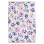 Botanisches Frühling Rosa und violette Blumen Mittlere Geschenktüte (Rückseite)