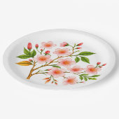 Botanisches Frühlingsdesign Pappteller (Schrägansicht)