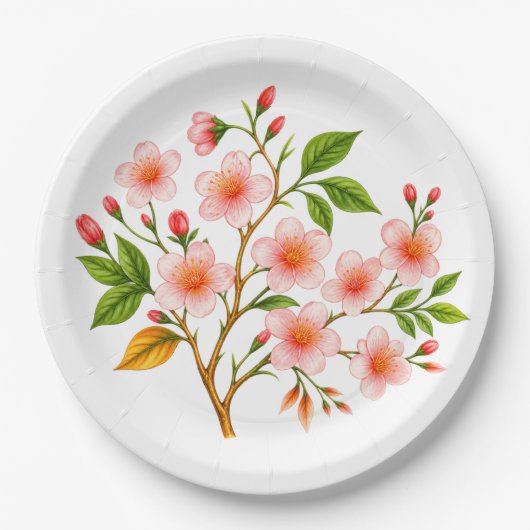 Botanisches Frühlingsdesign Pappteller (Vorderseite)