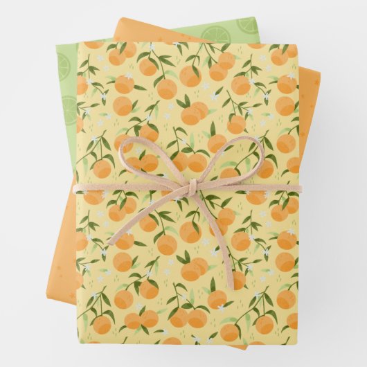 Botanisches Fruitorangen- und Picknick Geschenkpapier Set (Beispiel)