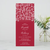 Botanisches Ganzes in einer Cranberry Hochzeit Ein Einladung (Stehend Vorderseite)