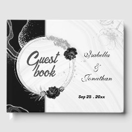 Botanisches Gästebuch aus Silber und Schwarz-Blume