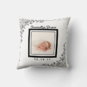 Botanisches Geburts-Mitteilungs-Foto-Kinderzimmer Kissen (Rückseite)