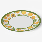 Botanisches gelbes Aprikosenpapier Pappteller (Schrägansicht)