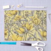 Botanisches gelbes Blumenmuster Seidenpapier (Handwerk)