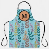 Botanisches Gelbgraues Orangenrosa Monogramm Schürze (Vorderseite)