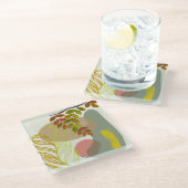 Botanisches Gelbgrün Glasuntersetzer (Schrägansicht)