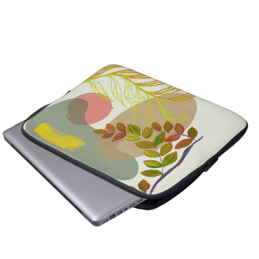 Botanisches Gelbgrün Laptopschutzhülle (Vorne Knopf)