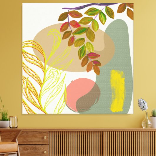 Botanisches Gelbgrün Leinwanddruck (Insitu (Wohnzimmer))