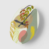 Botanisches Gelbgrün Runde Wanduhr (Winkel)