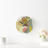Botanisches Gelbgrün Runde Wanduhr (Zuhause)
