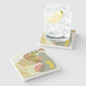 Botanisches Gelbgrün Steinuntersetzer (Seitenansicht)