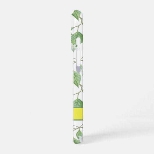 Botanisches Gelbmondessenmongramm iPhone Hülle (Linke Seite)