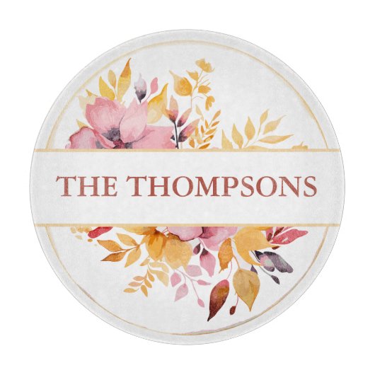 Botanisches Gelbmongramm Schneidebrett (Vorderseite)