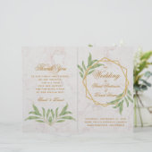 Botanisches geometrisches Hochzeitsprogramm mit Gr (Stehend Vorderseite)