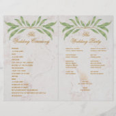 Botanisches geometrisches Hochzeitsprogramm mit Gr (Rückseite)