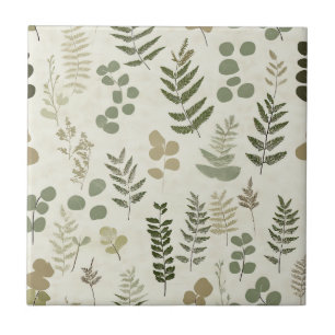 Botanisches gepresstes Blätter-Muster – Farn-Druck Fliese