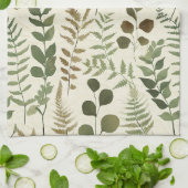Botanisches gepresstes Blätter-Muster – Farn-Druck Geschirrtuch (Gefaltet)