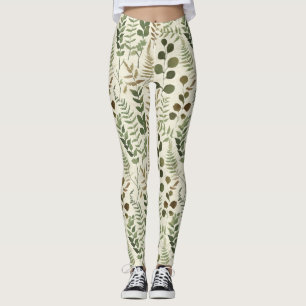 Botanisches gepresstes Blätter-Muster – Farn-Druck Leggings