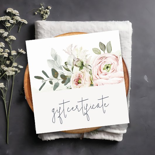 Botanisches Geschenkgutschein für Rost-Peony-Leaf Quadratische Visitenkarte
