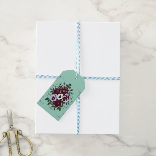 Botanisches Geschenklabel – Veilchenstrauß Geschenkanhänger (Mit Garn)