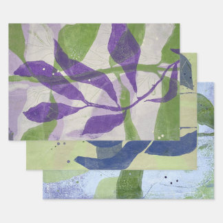 Botanisches Geschenkpapier Flachblatt-Set mit 3 Set