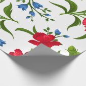 Botanisches Geschenkpapier mit rotem Blumenmuster (Ecke)