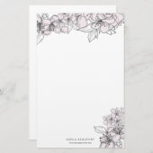 Botanisches Geschirr aus Blume mit Blush-Hand Briefpapier (Vorne/Hinten)