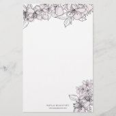 Botanisches Geschirr aus Blume mit Blush-Hand Briefpapier (Vorderseite)